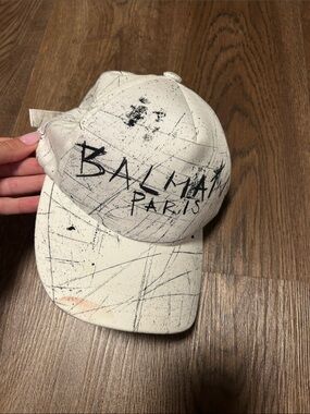 Balmain Off-White Paint-Splatter Logo Cap